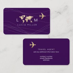 Purple Elegant Business Card for a travel agent