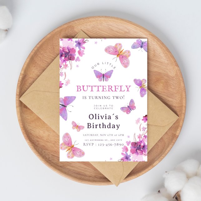 Purple Elegant Butterfly Girl Birthday Invitation (Creator Uploaded)