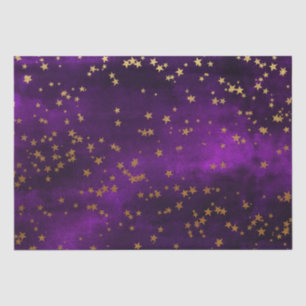 Purple Elegant Celestial Starry Gold Stars Design Tissue Paper