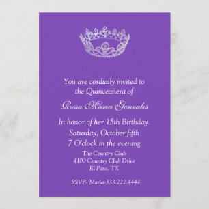 Purple Elegant Crown Quinceañera Invitation