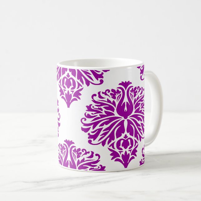 Purple Elegant Damask Coffee Mug (Front Right)