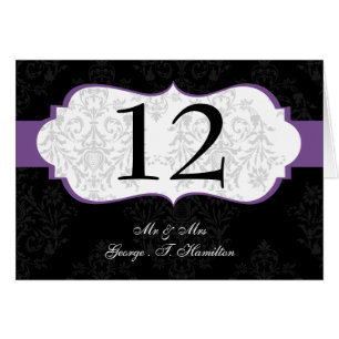 purple  Elegant damask  table seating card