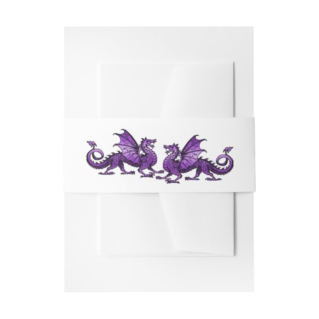 Purple Elegant Dragons Wedding Belly Bands Invitation Belly Band (Front Example)