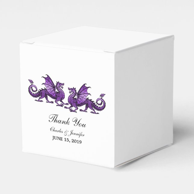 Purple Elegant Dragons Wedding Favour Boxes (Front Side)