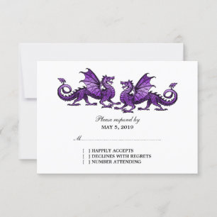 Purple Elegant Dragons Wedding Response Card