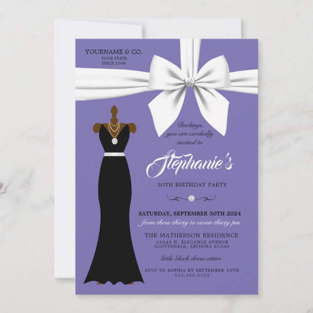 Purple Elegant Fashion Tiffany Birthday Invitation (Front)