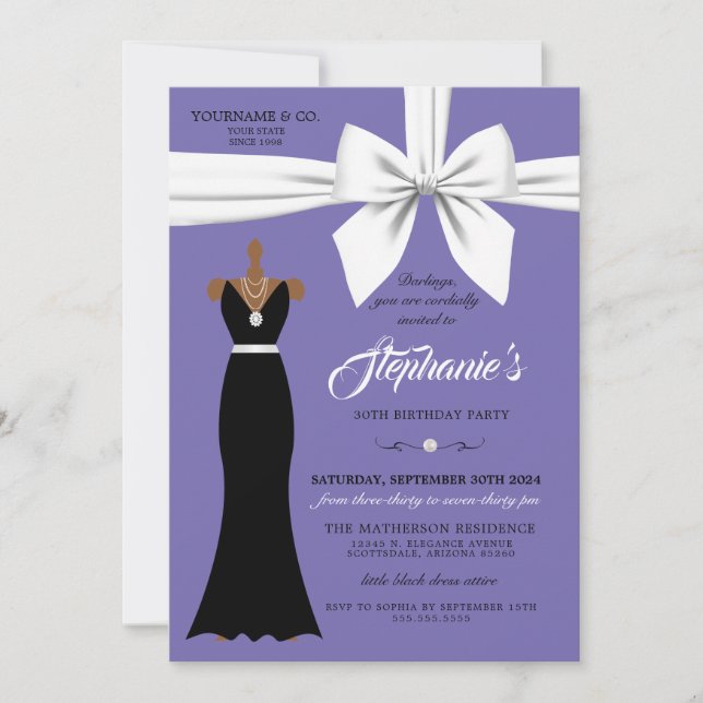 Purple Elegant Fashion Tiffany Birthday Invitation (Front)