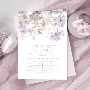 Purple Elegant Floral Boho The Night Before Invitation