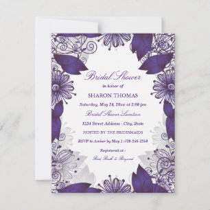 Purple Elegant Floral Bridal Shower Invitation