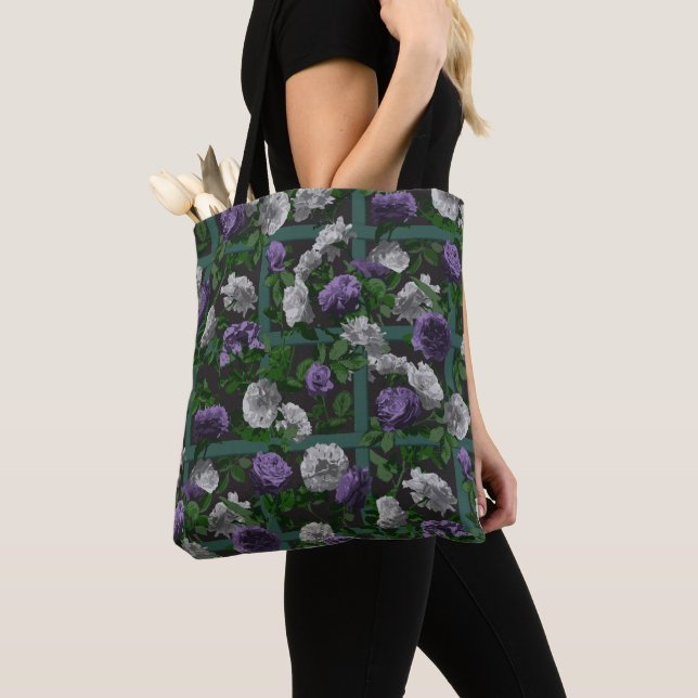 Purple Elegant Floral Roses   Tote Bag (Close Up)