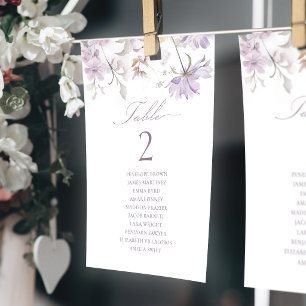 Purple Elegant Floral Table Number Seating Chart