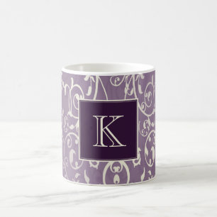 Purple Elegant Flourish Monogram Mug