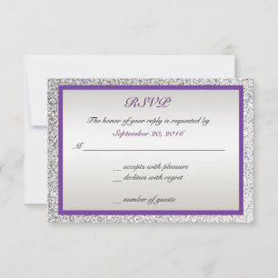Purple - Elegant Glitter Wedding RSVP Card