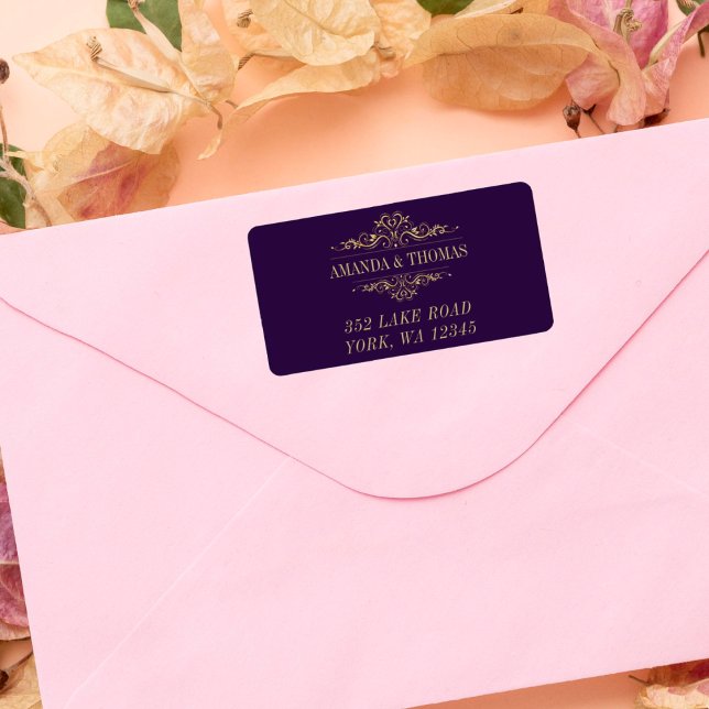 Purple Elegant Golden Frame Address Labels (Creator Uploaded)