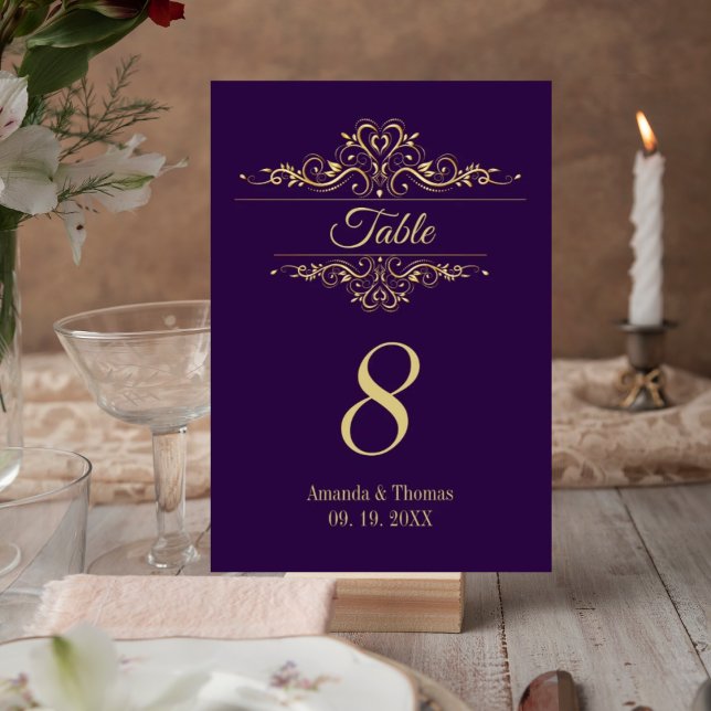 Purple elegant golden frame wedding table  number (Creator Uploaded)
