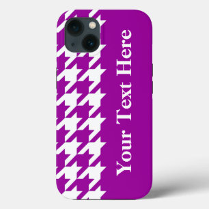 Purple Elegant Houndstooth with custom text iPhone 13 Case