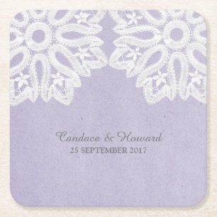 Purple Elegant Lace Paper Coasters