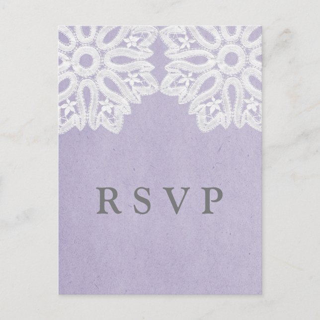 Purple Elegant Lace RSVP Postcard (Front)