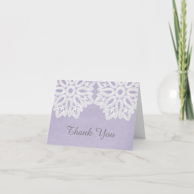 Purple Elegant Lace Thank You Card (Front)