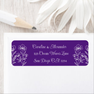 Purple Elegant Modern Floral Simple Return Address