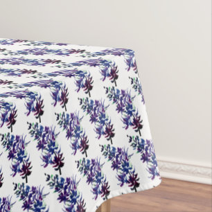 Purple Elegant Modern Floral Watercolor Botanical Tablecloth
