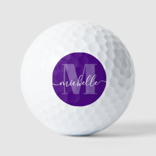 Purple Elegant Modern Monogram Golf Balls
