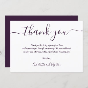 Purple Elegant Modern Script Thank You Card