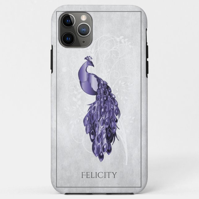 Purple Elegant Peacock Case-Mate iPhone Case (Back)