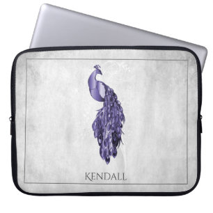 Purple Elegant Peacock Personalised Laptop Sleeve