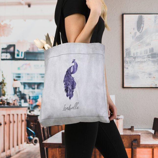 Purple Elegant Peacock Personalised Tote Bag (Purple Elegant Peacock Personalized Tote Bag)