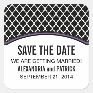 Purple Elegant Quatrefoil Save the Date Stickers