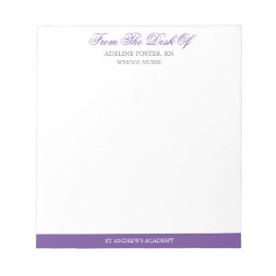 Purple Elegant Script Note From School Nurse