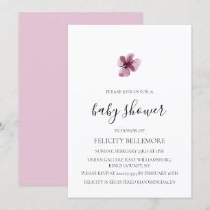 Purple Elegant Simple Girl Baby Shower Invitation