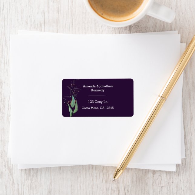 Purple Elegant Simple Wedding Return Address Label (Insitu)