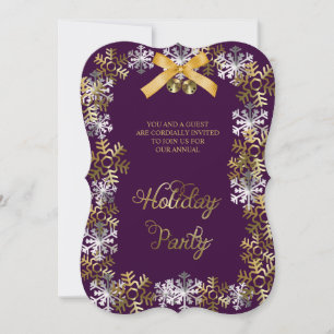 Purple Elegant Snowflake Corporate Party Invite
