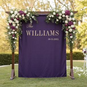 Purple elegant stylish wedding backdrop tapestry