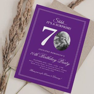 Purple Elegant Surprise 70th Birthday Party Invitation