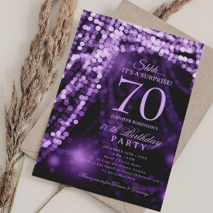 Purple Elegant Surprise 70th Birthday Party Invitation