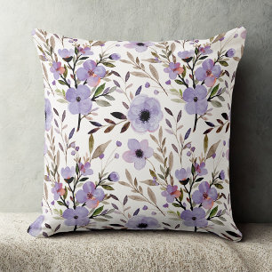 Purple Elegant vintage wildflowers floral pattern  Cushion