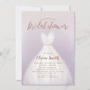 Purple Elegant Wedding Dress Bridal Shower Invitation