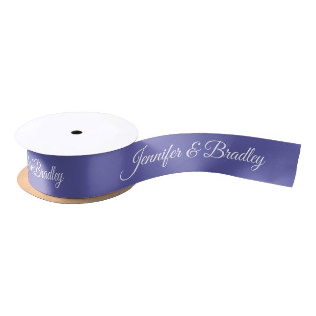 Purple Elegant Wedding Personalised Name Satin Ribbon (Spool)