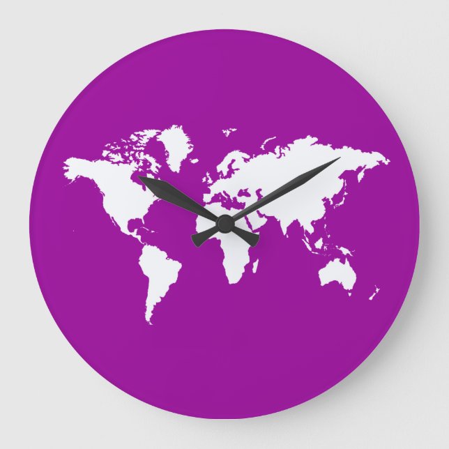 Purple Elegant World Large Clock (Front)