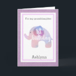 Purple Elephant 1st Birthday Granddaughter Card<br><div class="desc">A purple elephant 1st birthday granddaughter card. It features a soft purple watercolor elephant, which says "1st birthday". You will be able to personalize the front of the card with your granddaughter's name. The inside card message can also be easily personalized. The back of this elephant 1st birthday girl card...</div>