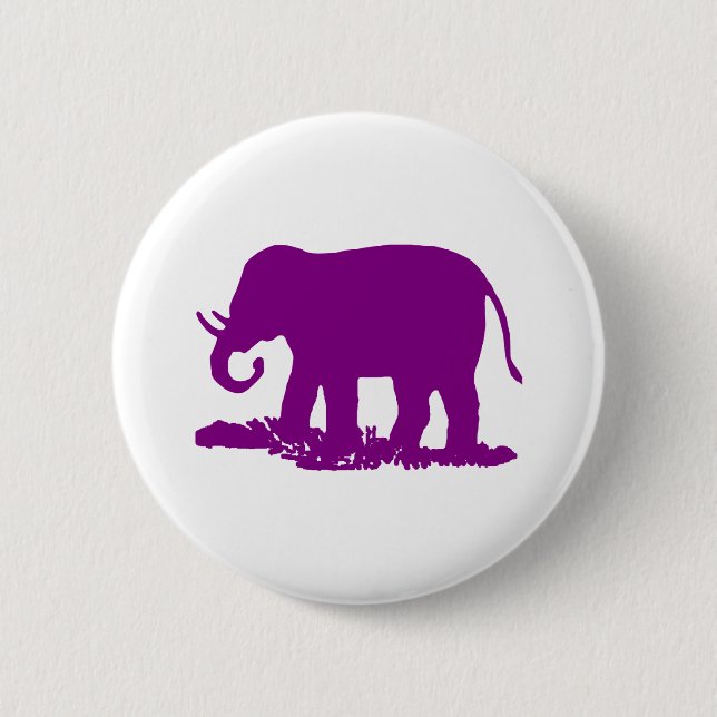 Purple Elephant 6 Cm Round Badge (Front)