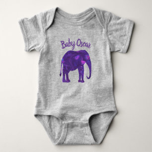 Purple Elephant Abstract Silhouette Baby Bodysuit