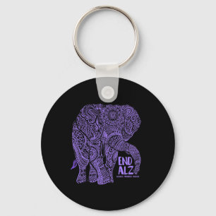 Purple Elephant Alzheimer Awareness Apparel and gi Key Ring