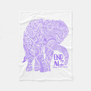 Purple Elephant Alzheimer Awareness Apparel END Fleece Blanket
