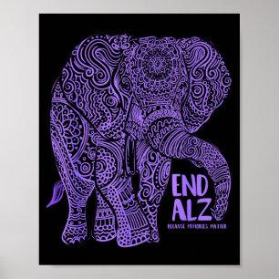 Purple Elephant Alzheimer Awareness Apparel END Poster