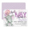 Purple Elephant Baby Shower girl invitation