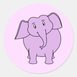 Purple Elephant. Cartoon Classic Round Sticker